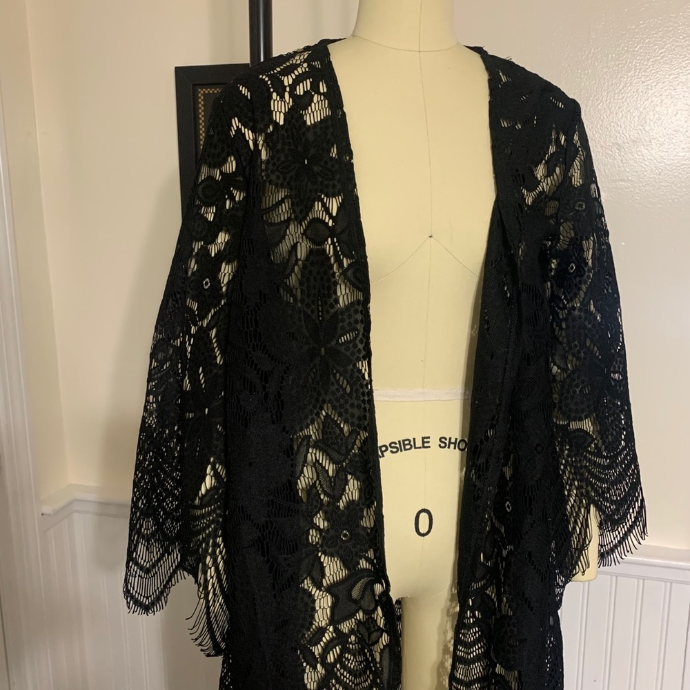 Black Lace Boho Summer Kimono